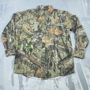 Bushmaster Camo Shirt Mens Large Button Down Long Sleeve Mossy Oak Break-Up